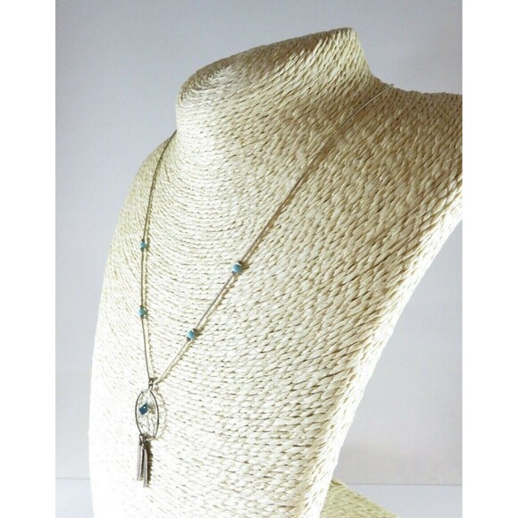 Liquid Silver Dream Weaver 18.5" Turquoise Necklace Sterling Silver - Picture 8 of 9